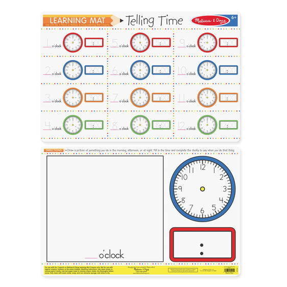 Melissa & Doug - Telling Time Write-A-Mat