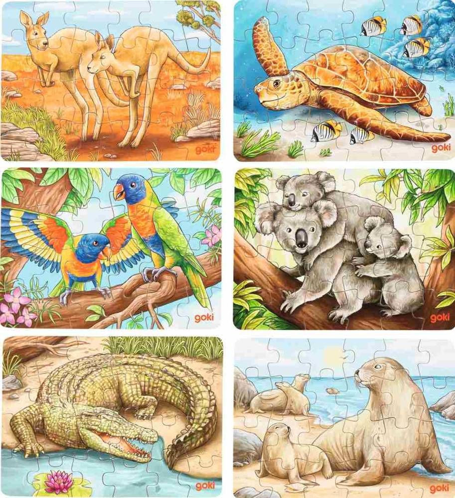 Goki - Travel Size Mini Australian Animals Puzzle 24pcs - Crocodile
