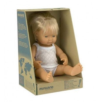 Miniland Doll 38cm - Caucasian Boy Baby Doll