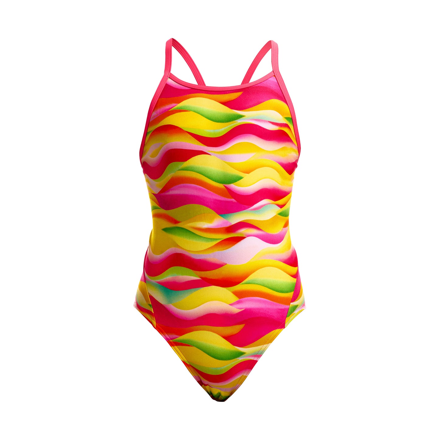 Funkita Girls Custard Cakes Diamond Back One Piece Swimsuit with chlorine-resistant ECO C-INFINITY fabric for swim training