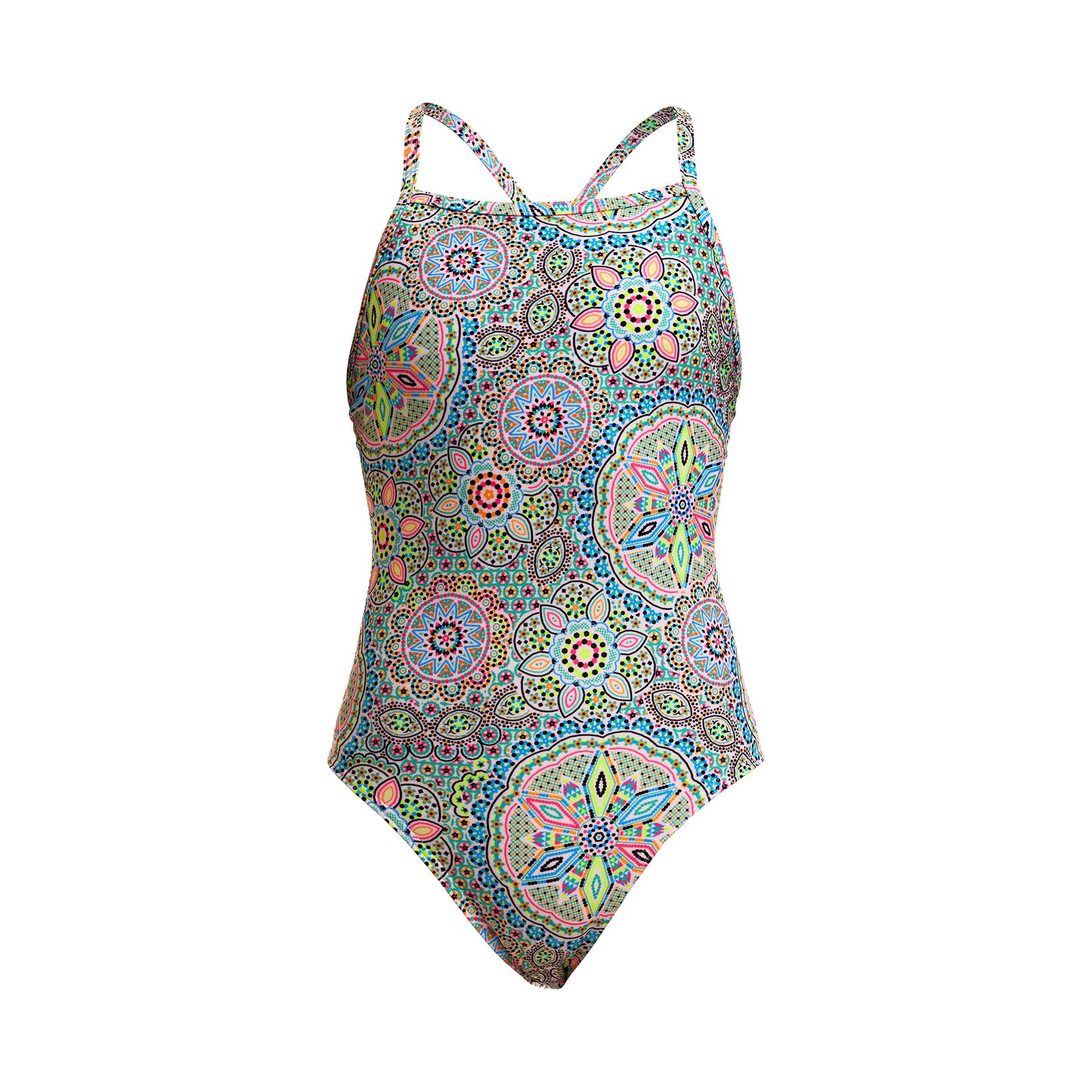 Funkita Girls Pretti Penny Tie Me Tight One Piece Swimsuit with adjustable tie back and chlorine-resistant ECO C-INFINITY fabric