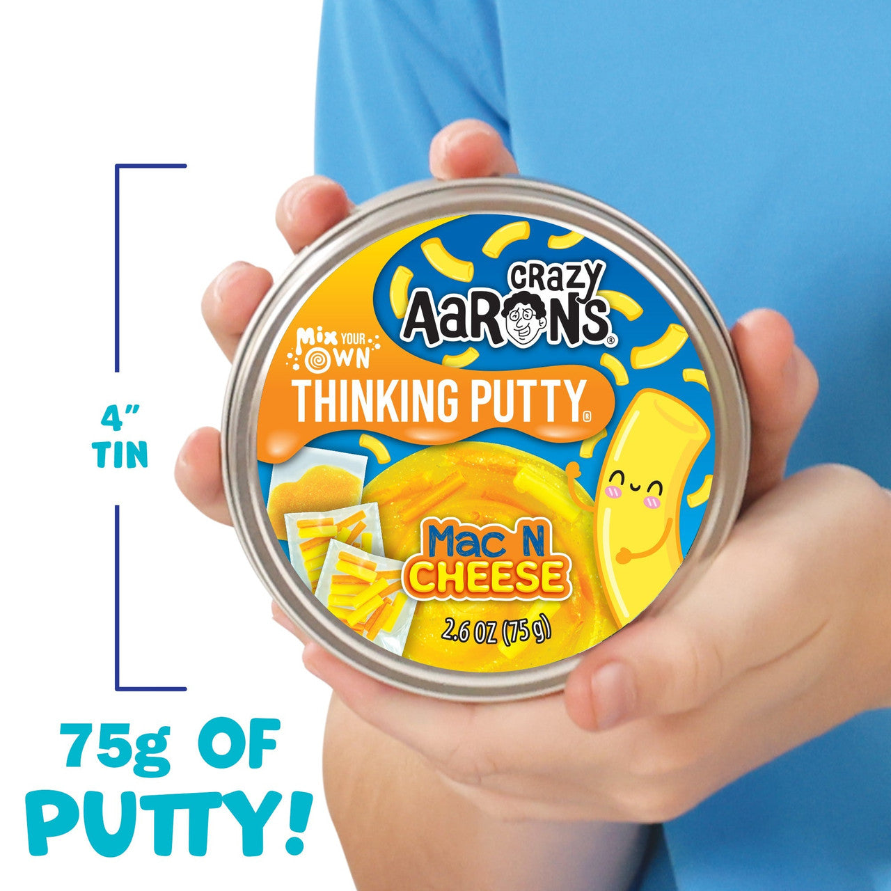 Crazy Aaron's Thinking Putty - Mac & Cheese - Mix It 4" Tin