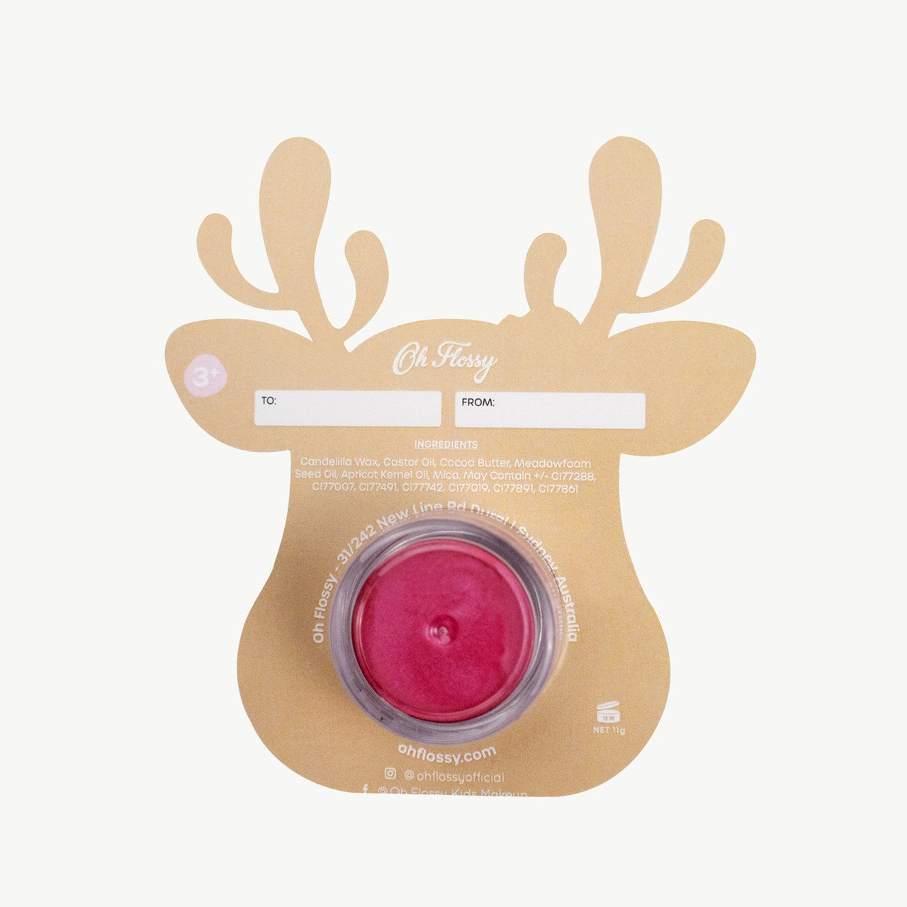 Oh Flossy - Lipstick Stocking Stuffer - Rudolph with Pink Ears & Flowers