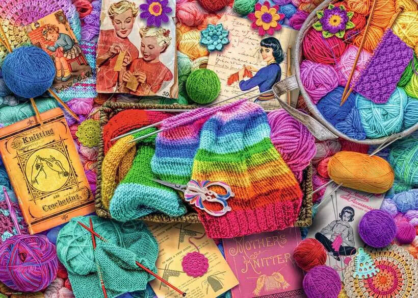 Ravensburger 1000pc- Vintage Knitting and Crochet Puzzle
