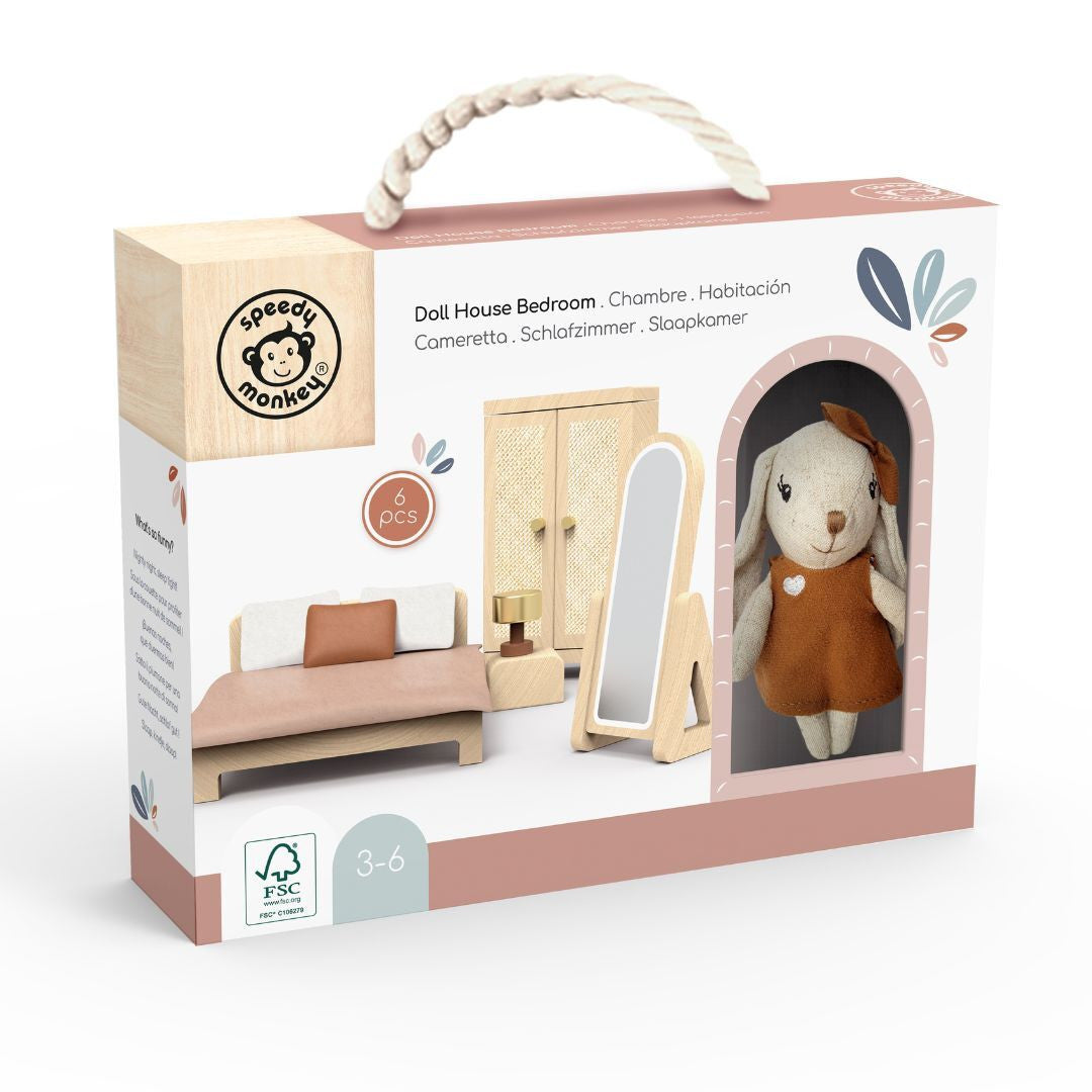 Speedy Monkey - Doll House Bedroom with Mother Bunny