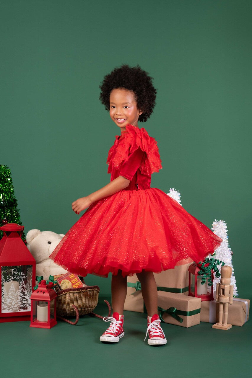 Rock Your Baby - Red Velvet Sparkle Party Dress