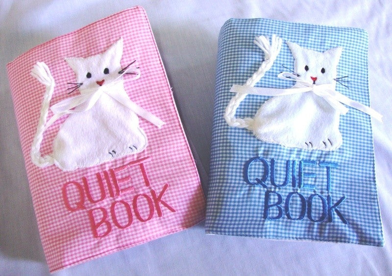 Quiet Book - Gingham Blue in Carry Bag