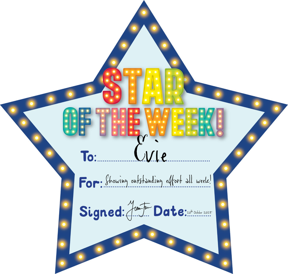 Learning Can Be Fun Giggle and Grow Star of the Week Certificates pack of 30