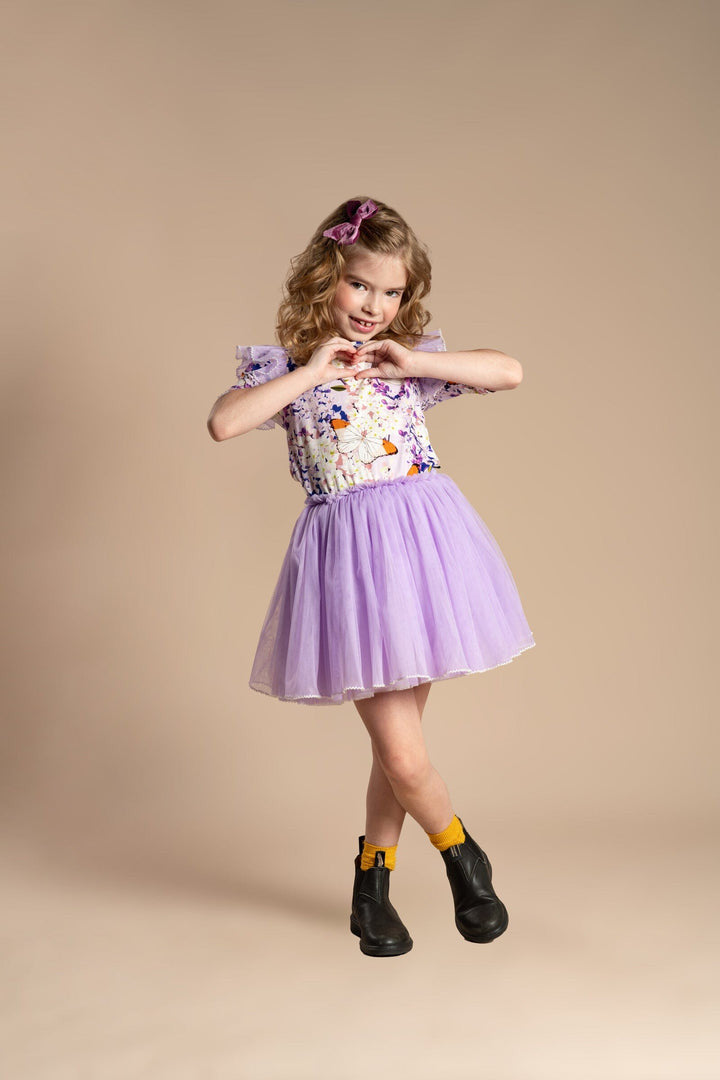 Rock Your Baby - Lilac Florals Short Sleeve Circus Dress