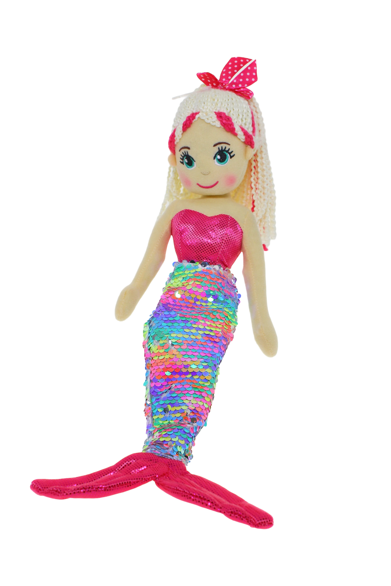 Cotton Candy - 45cm ISABELLA Pink/Rainbow Flip Sequinned Tail Mermaid