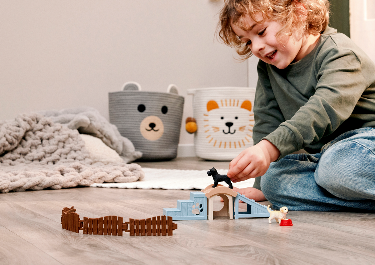 Schleich Adventure Fun for Little Puppies 42763 FARM WORLD puppy playground playset with two puppies, kennel, ramp and seesaw