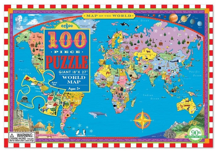 eeBoo 100pc - World Map Puzzle**Slight Packaging Damage**