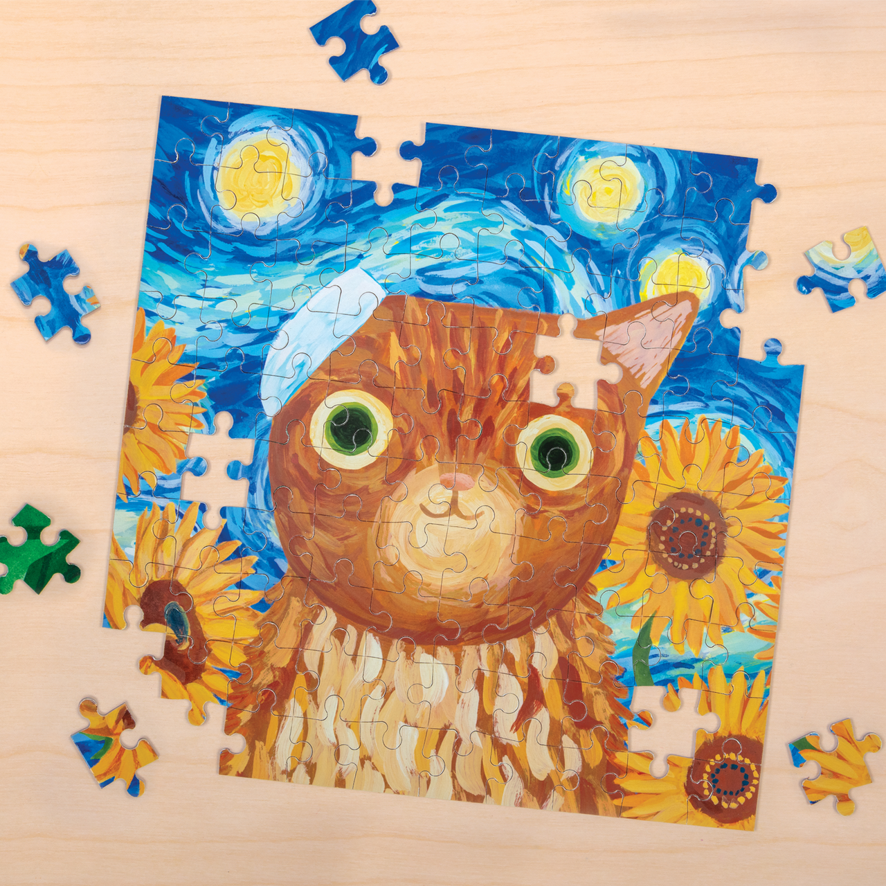 Mudpuppy - Vincat van Gogh Artsy Cats 100 Piece Puzzle Tin