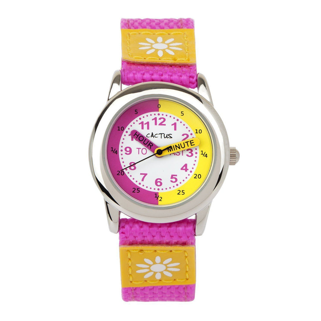 Cactus Time Teacher - Kids Watch - Pink/Yellow with Flowers