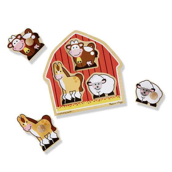 Melissa & Doug - Barnyard Animals Jumbo Knob Puzzle 3pc