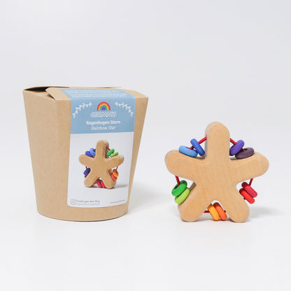 Grimm's - Rainbow Rattle Star with Beads