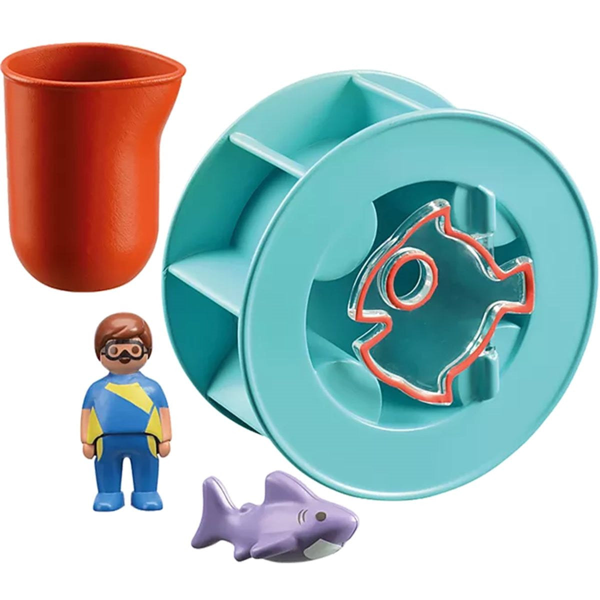 Playmobil 1.2.3 AQUA - Water Wheel with Baby Shark | 70636
