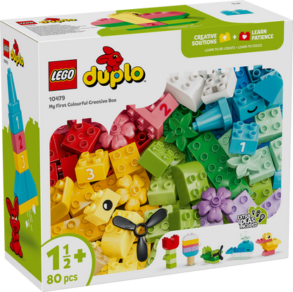 LEGO DUPLO Colourful Creative Box 10479 featuring 80 colourful building bricks for creating animals, vehicles, flowers and more