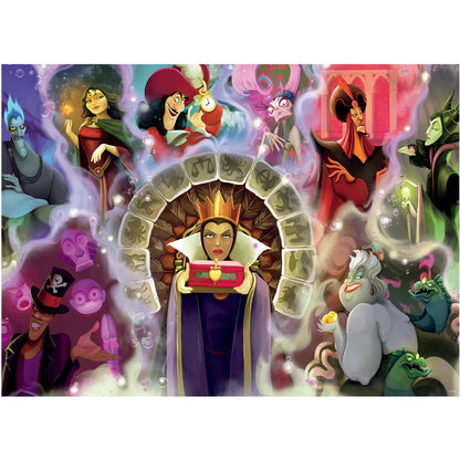 Crown Premium 1000 piece Disney Villains puzzle featuring Evil Queen, Ursula, Maleficent, Hades and Jafar