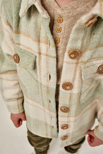 Milky - Soft Green Check Overshirt (sizes 2-7)