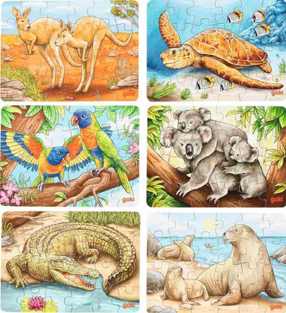 Goki - Travel Size Mini Australian Animals Puzzle 24pcs - Kangaroos