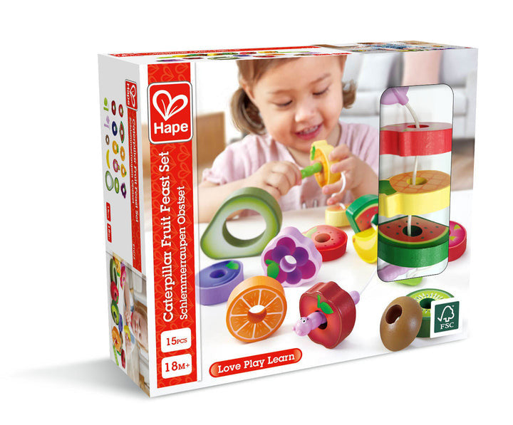 Hape - Caterpillar Fruit Feast Threading Set