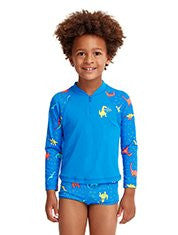 Funky Trunks - Toddler Boy's Zippy Rash Vest - Dino Soup
