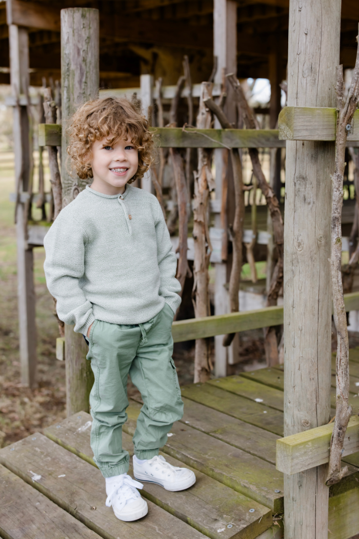 Milky - Olive Knit Henley (sizes 2-7)