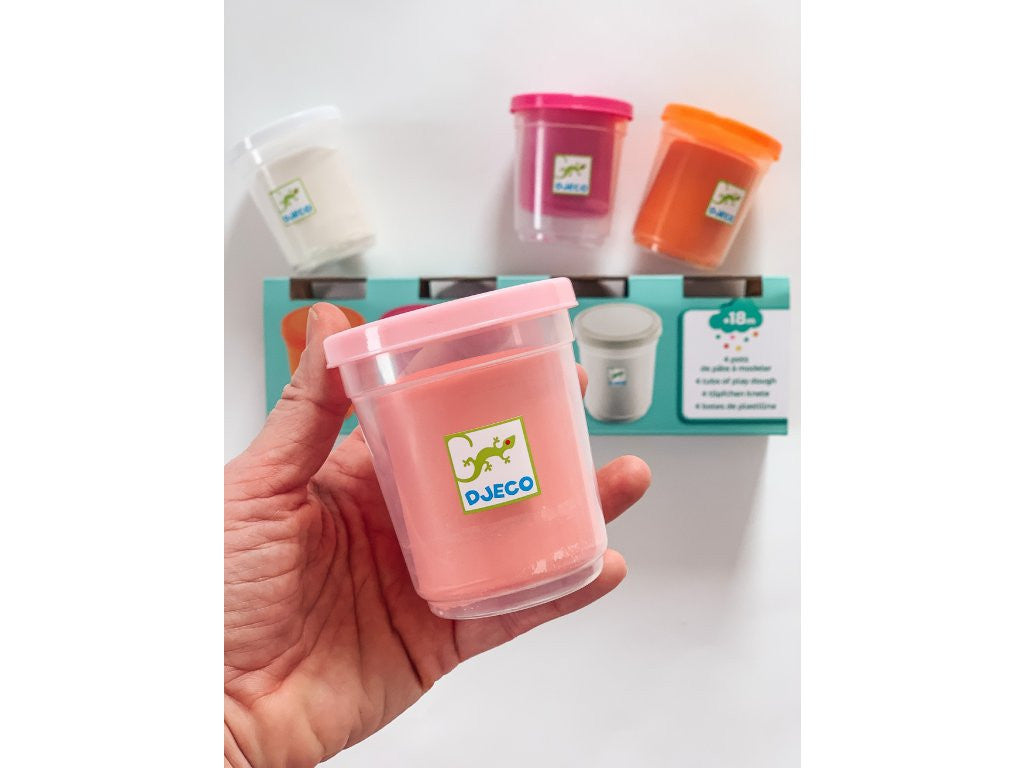 Djeco - 4 Tubs of Play Dough - Pink Pastels