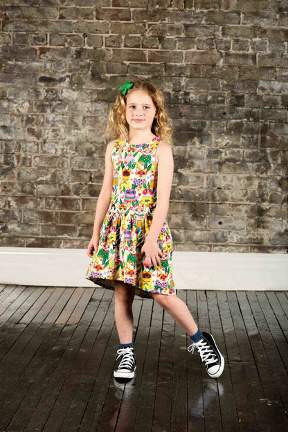 Cool Cats Sleeveless Drop Waist Dress