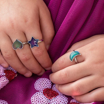 Rex London Set of 3 Mood Rings - Heart, Star & Moon