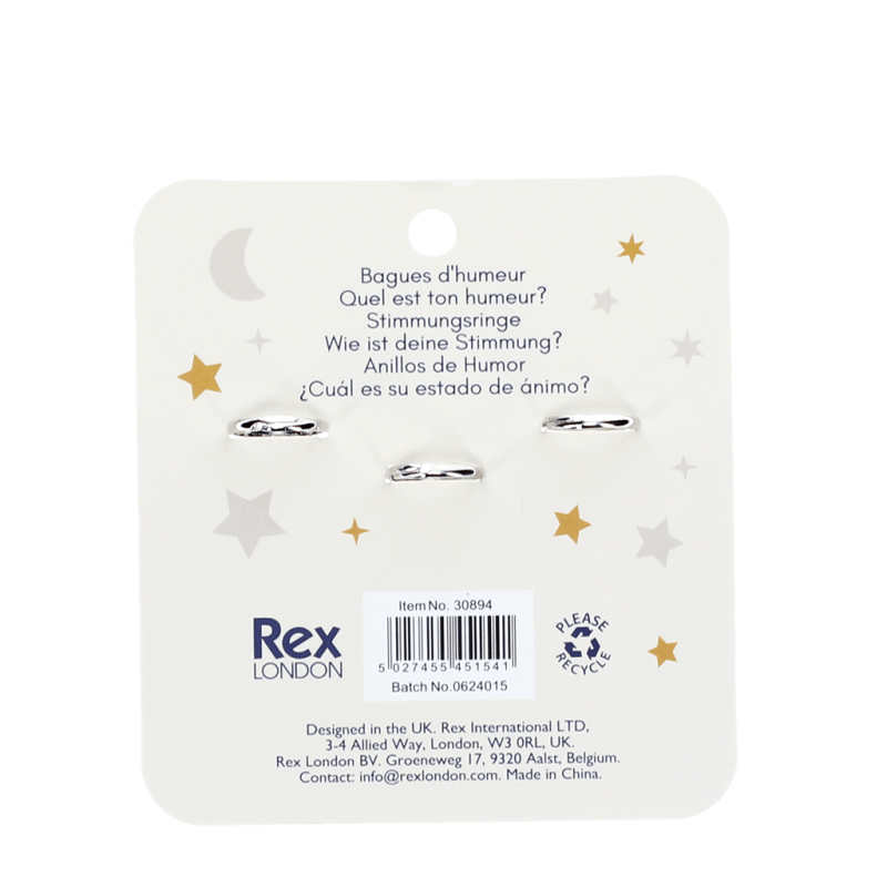 Rex London Set of 3 Mood Rings - Heart, Star & Moon