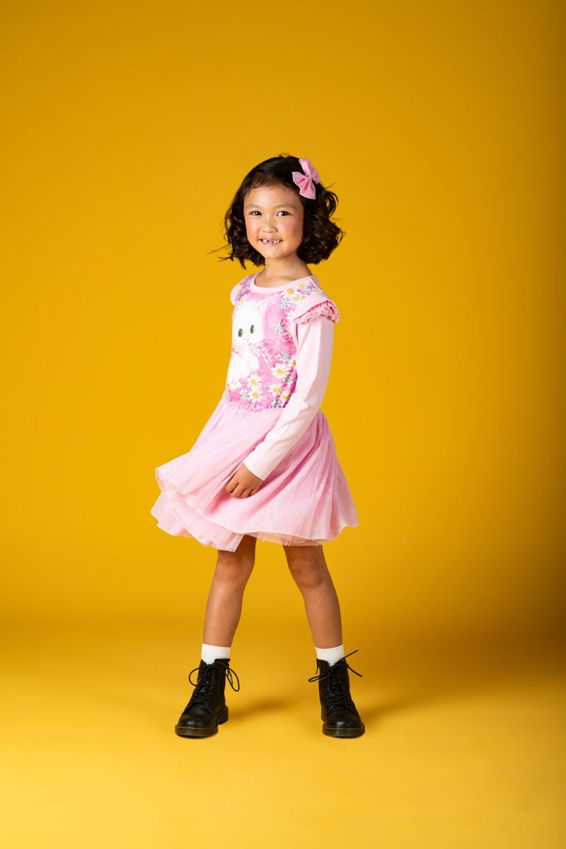 White Kitten Long Sleeve Circus Dress