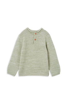 Milky - Olive Knit Henley (sizes 2-7)