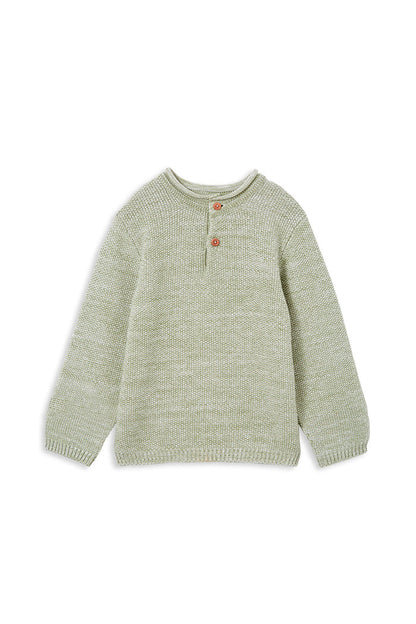 Milky - Olive Knit Henley (sizes 2-7)