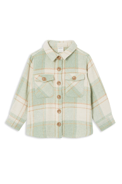 Milky - Soft Green Check Overshirt (sizes 2-7)