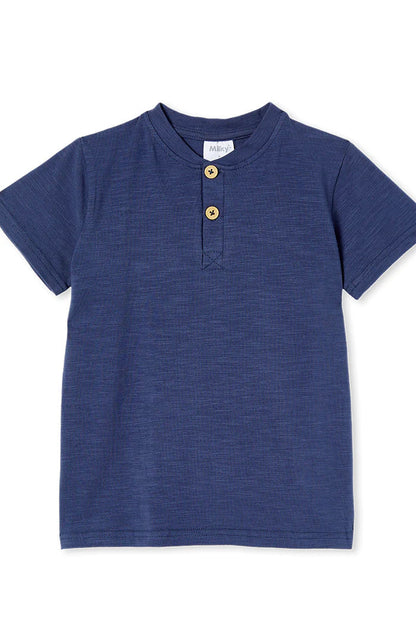 Oil Blue Slub Henley