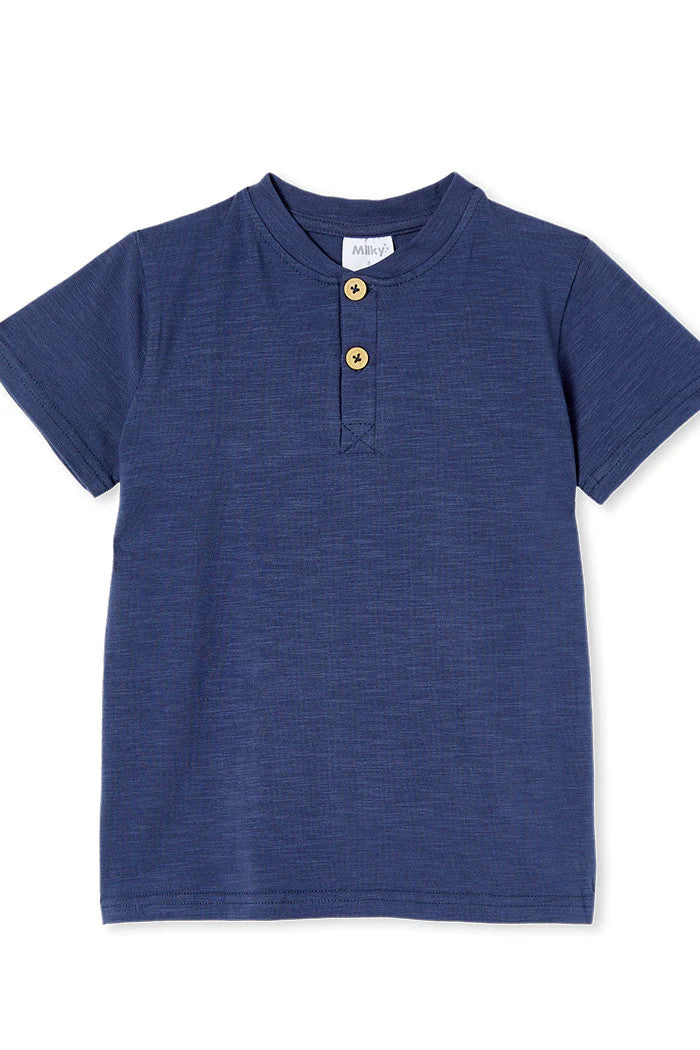 Oil Blue Slub Henley