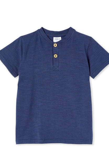 Oil Blue Slub Henley