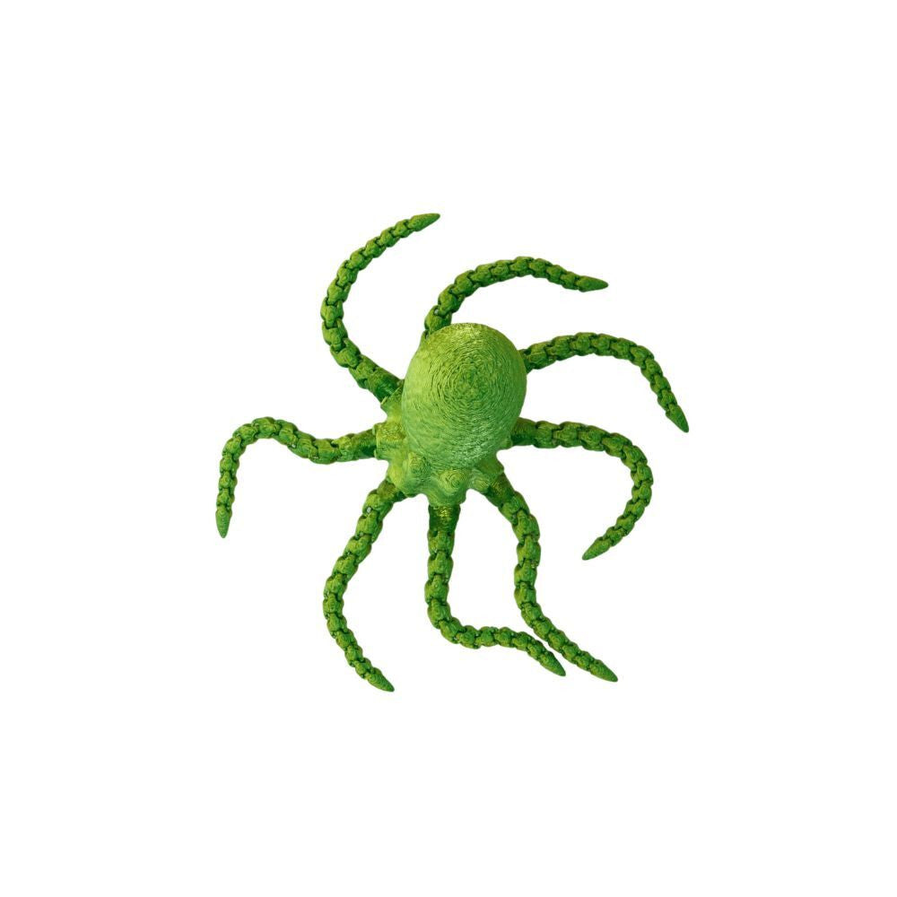 Assorted colourful 3D printed articulated octopus figures with flexible tentacles in display box for sensory and collectible play.