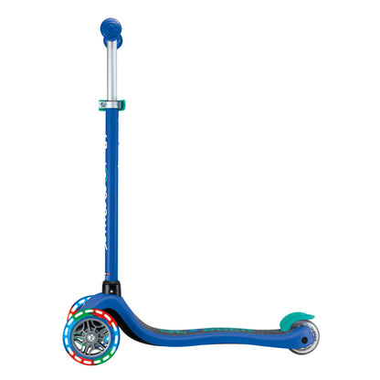 Globber - PRIMO  Scooter with Lights and Griptape - Navy Blue/ Emerald Green