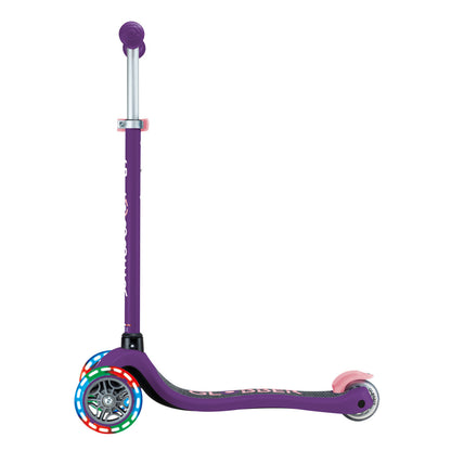 Globber - PRIMO Scooter with Lights and Griptape - Purple/ Pastel Pink