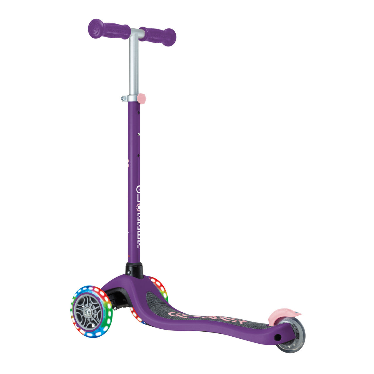 Globber - PRIMO Scooter with Lights and Griptape - Purple/ Pastel Pink