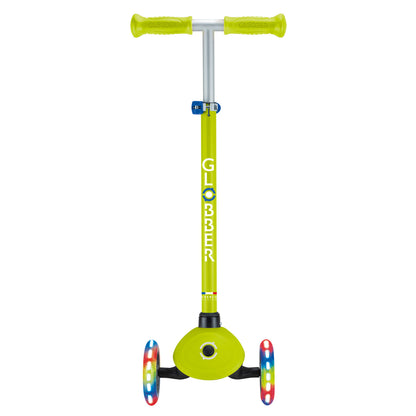 Globber - PRIMO Scooter with Lights and Griptape - Lime Green/ Navy Blue