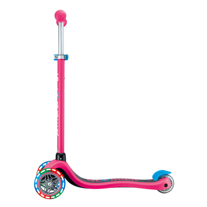 Globber PRIMO V2 Scooter with Lights and Griptape - Fuchsia / Sky Blue