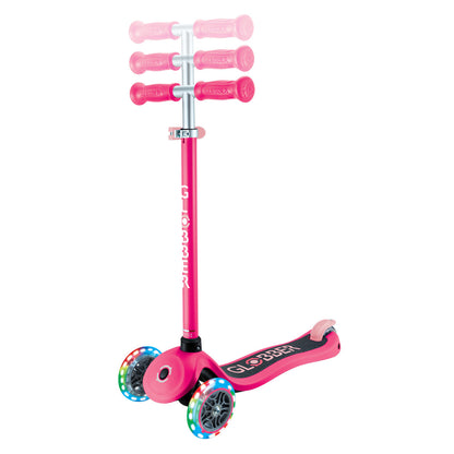 Globber PRIMO V2 Scooter with Lights and Griptape - Fuchsia / Pastel Pink