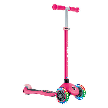 Globber PRIMO V2 Scooter with Lights and Griptape - Fuchsia / Pastel Pink