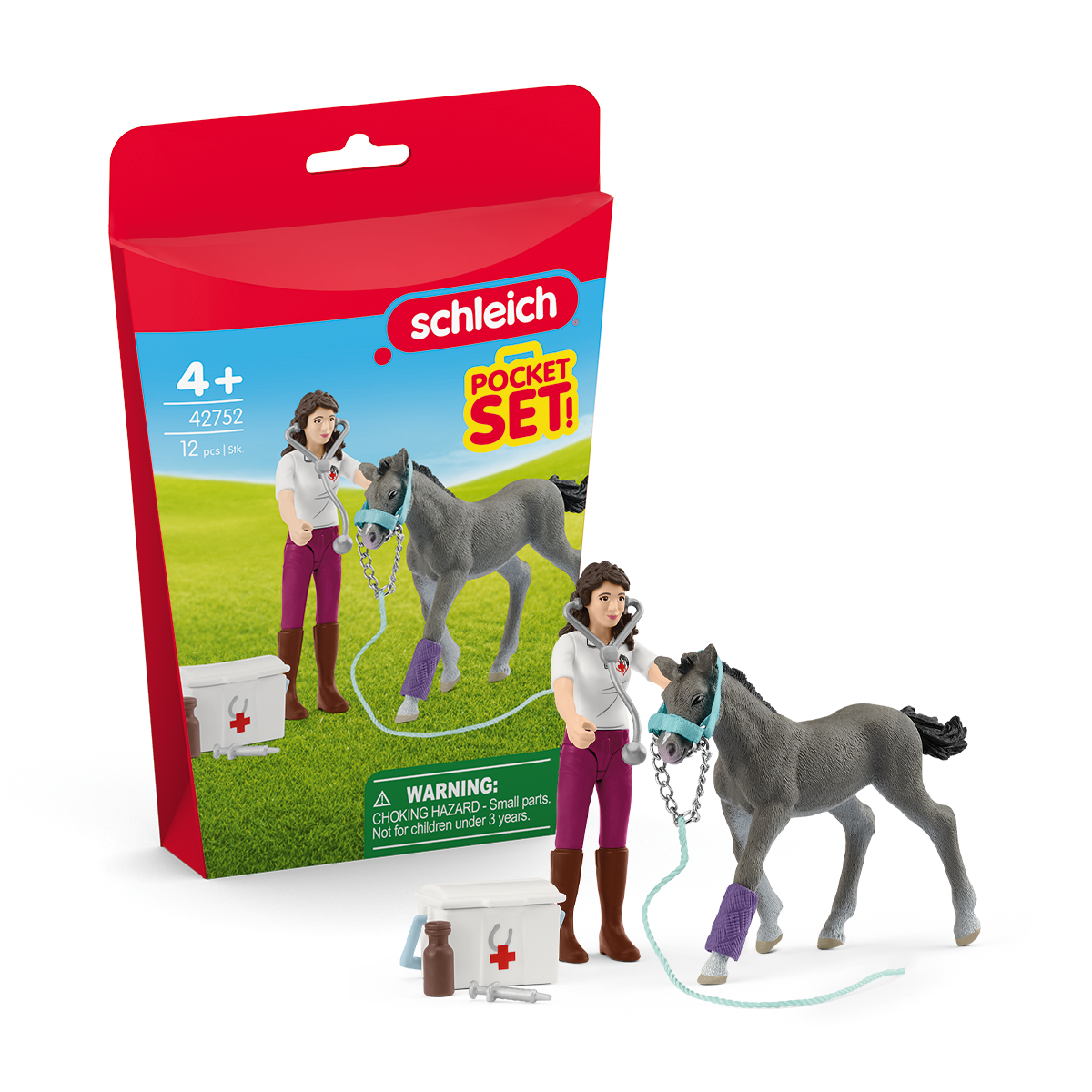 Schleich - Pocket Set - Horse Care Playset with Trakehner Foal 42752
