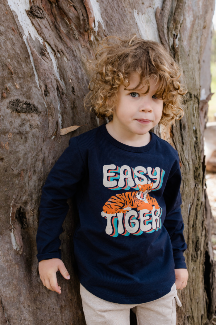 Milky - Easy Tiger Long Sleeve Tee (Sizes 2-7)