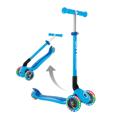 Globber - PRIMO FOLDABLE LIGHTS - Sky Blue/Navy Blue